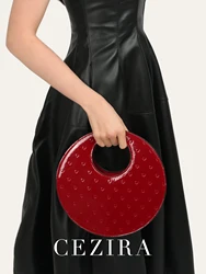 Brand PU Patent Leather Women Elegant Style Round Top-handle Bag Ladies Luxury Fashion Heart Shaped Pattern Crossbody Handbags