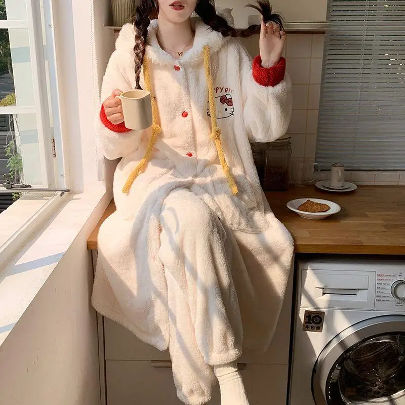 

Women's Cute Warm Fluffy Pajama Sets - Soft Comfortable Home Sleepwear for Ladies Cozy Winter Loungewear Relaxing Night Outfit