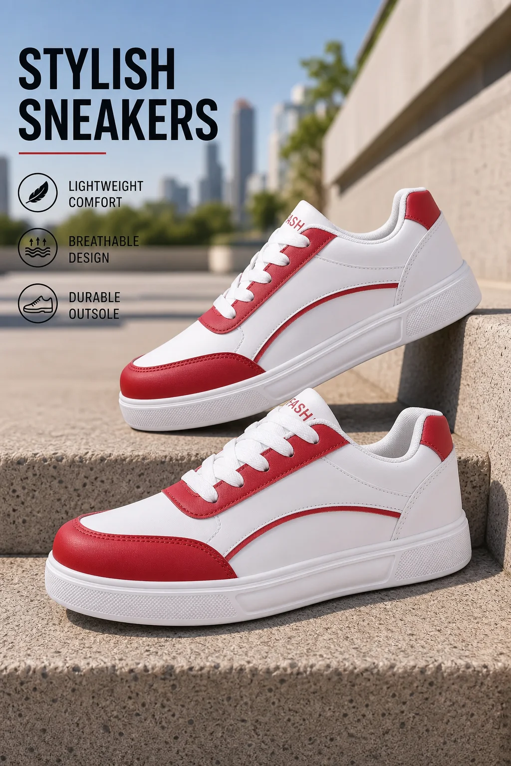 Street Style Red Skateboard Shoes For Women Comfortable Leather Casual Sneakers Woman Lightweight Non-slip Women's Sports Shoes