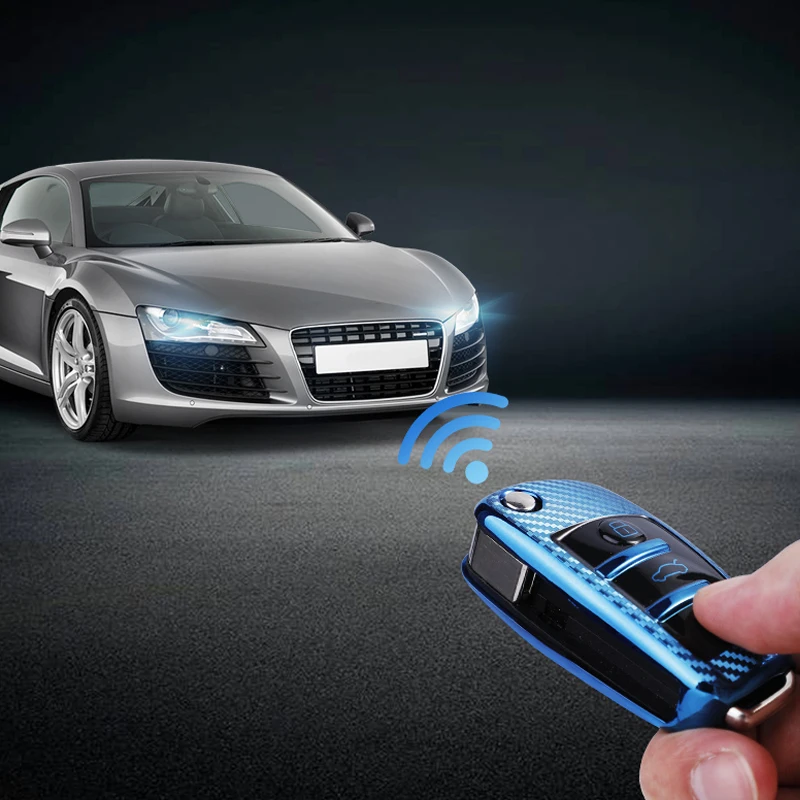 Dobrar Chave Do Carro de Fibra De carbono TPU Case Capa Para Audi A3 8L 8P A4 B6 B7 B8 A6 C5 C6 4F RS3 Q3 Q7 TT 8L 8V S3 Acessórios Shell