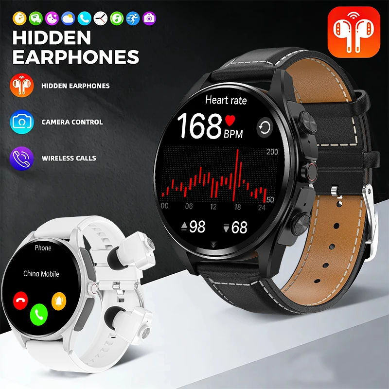 GEJIAN Smart Watch 1.39-inch HD Screen Metal Body TWS Sports Earbuds Smartwatches 2-in-1 Support Custom Dial Health Monitoring