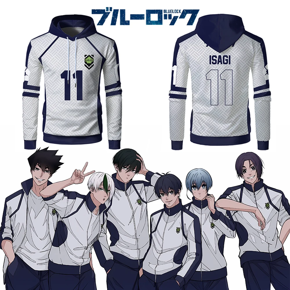 

Blue Lock Anime Football Eleven Team Uniforms Hoodie Cosplay ISAGI Long-sleeved Sweatshirt Men And Women Sports Breathable Tops