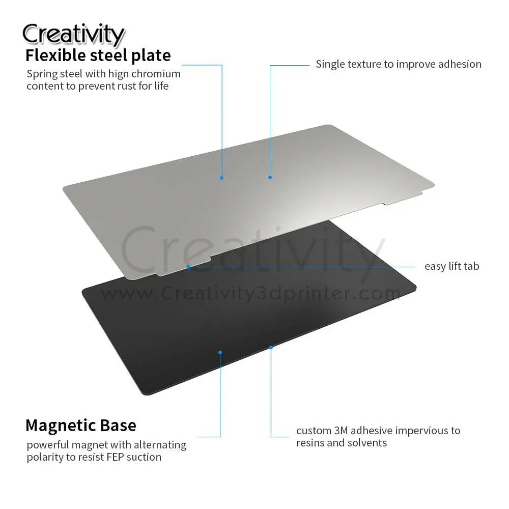 SLA/DLP Resin Magnetic Flexible Spring Steel Plate Flex Build Base Bed for Photon/Mono X/Mars/LD-002H 3D Printer