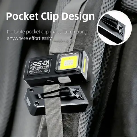 Portable Mini COB LED Flashlight Rechargeable Powerful Work Light with Clip Magnet Waterproof EDC Camping Walking Pocket Lamp
