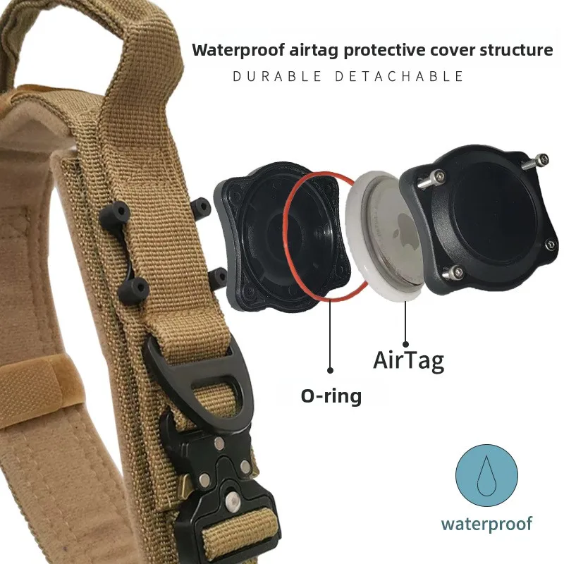 Tactical Apple AirTag Dog Collar, Durable Nylon Tracking Collar for Medium & Large Dogs view 3