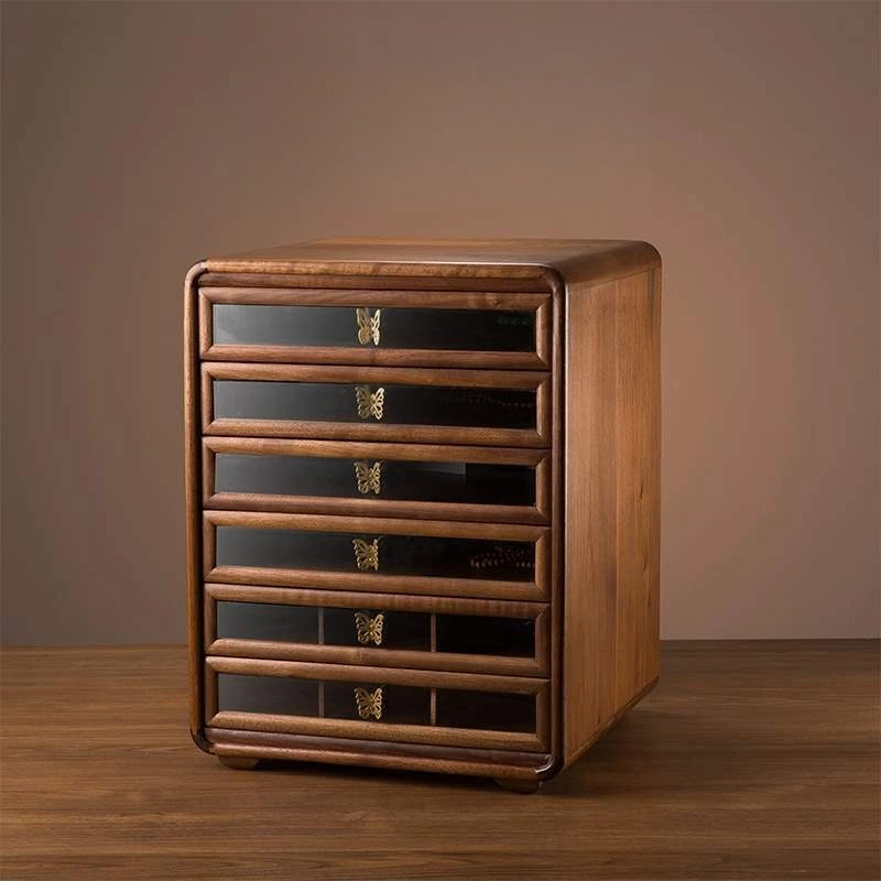 

Black walnut solid wood storage cabinet multi-layer dustproof locker
