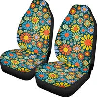 Hippie Flower Automobile Seat Covers Daisy Front Car Seat Covers Set of 2 Protector Car Mat Universal Fit Most Car Truck