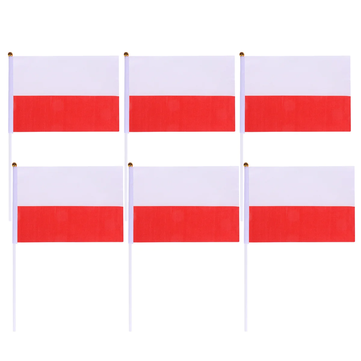 

50Pcs Mini Poland Hand Held Stick Flags Durable Polyester Plastic Perfect for Parties Classroom Festivals Sports Event