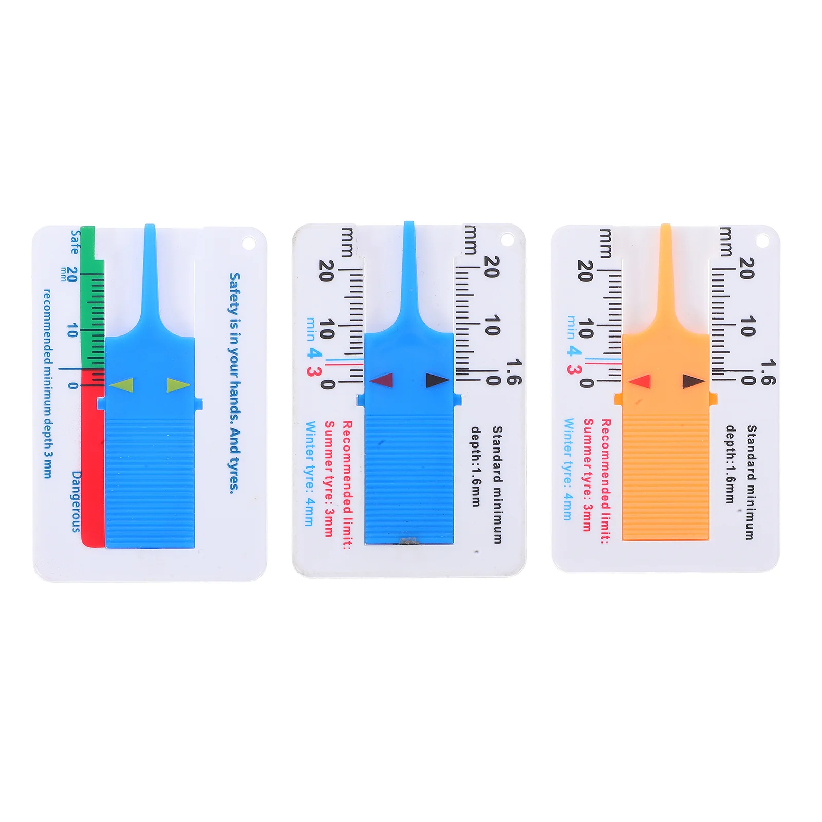 

3Pcs Plastic Tire Tread Depth Ruler Multifunctional Tire Gauge for Car Truck Brake Pad Tread Depth Measurement