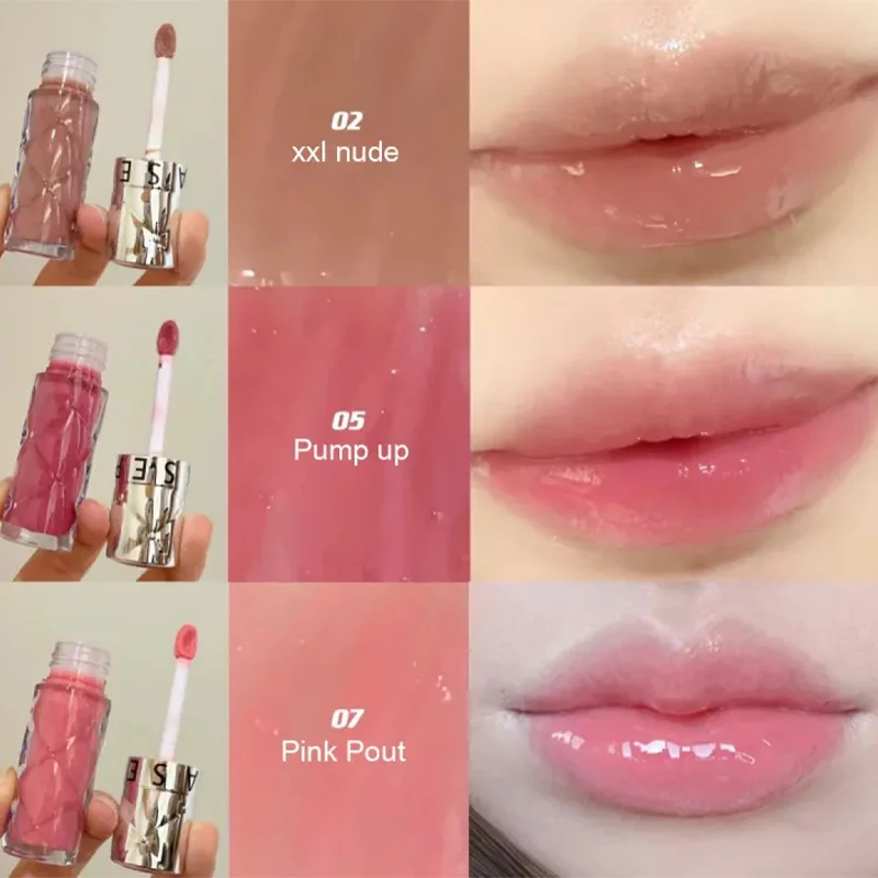 Espelho Líquido Lip Glaze, Lasting Hidratado, Água Luz, Geléia Lip Gloss, Sexy Lips Batom, Maquiagem Cosmética Impermeável, 3 Cores