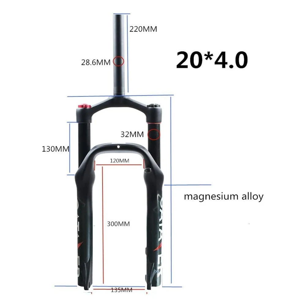 CATAZER 20inch Fork Snow Bike Air Beach Bike Fork Magnesium Alloy for 4.0