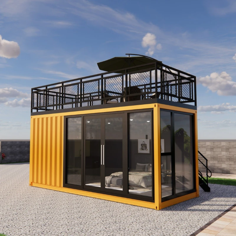 Luxury 20ft Prefabricated houses with kitchen,bathroom black shipping container house with one bedroom hotel use