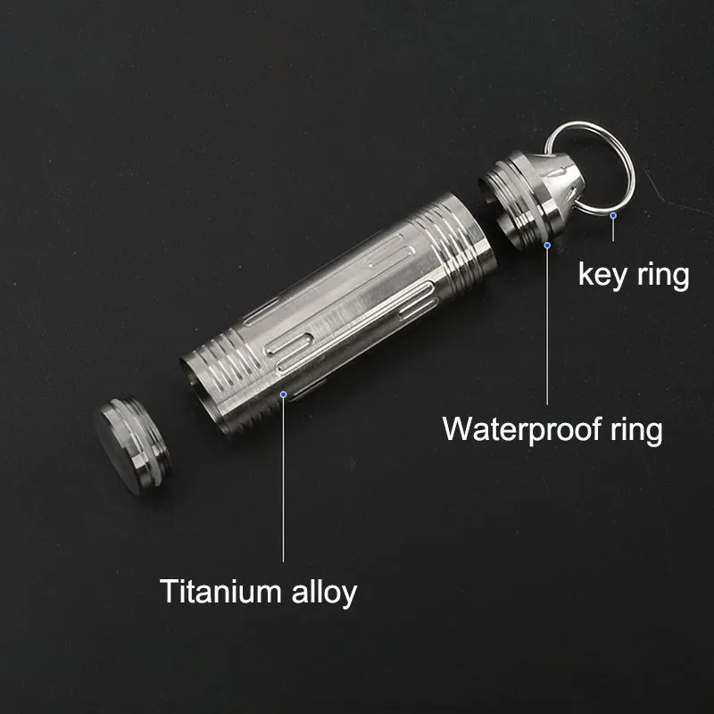 Titanium Alloy Waterproof Pill Case Sealed Capsule with Necklace Camping Firstaid Pendant Outdoor Survival Bottle Container