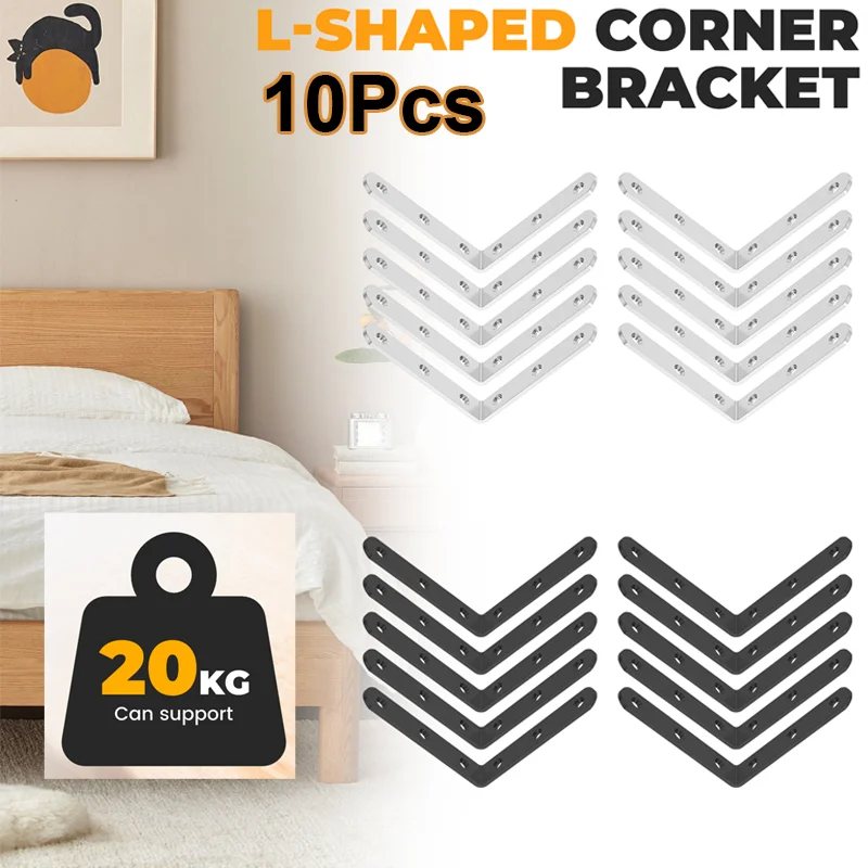 

10Pcs L Bracket Corner Braces 4 Inch Stainless Steel Shelf Bracket 90 Degree Right Angle Corner Bracket with Screws Max Load