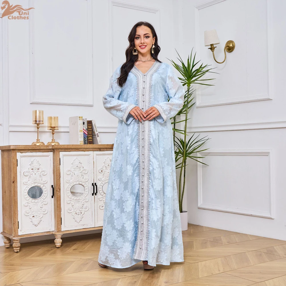 

Middle East Muslim Eid Dress Womens Robe Embroidered Slim Party Dresses Ramadan Moroccan Kaftan Abayas Jalabiya Caftan Vestido