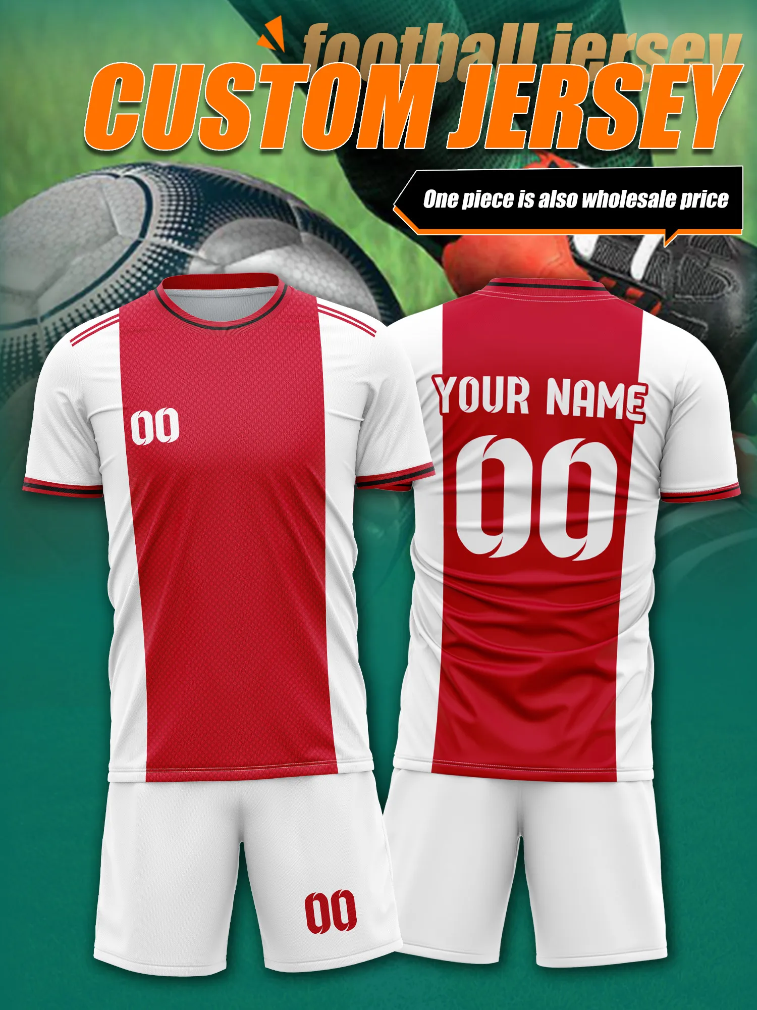 

Футбольная майка с индивидуальным изображением, номером и именем, с угловыми швами, современная гладкая спортивная футбольная экипировка