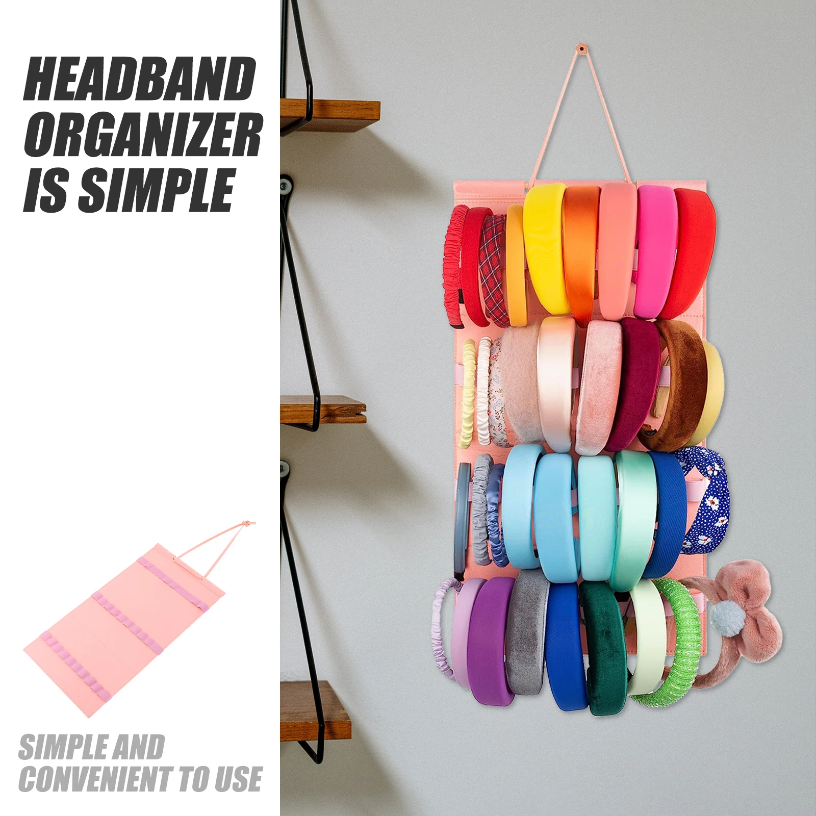 

30 Pockets Light Felt Headband Storage Bag Wall Hanging Organizer for Tidy Hair Accessories and Counter Organization