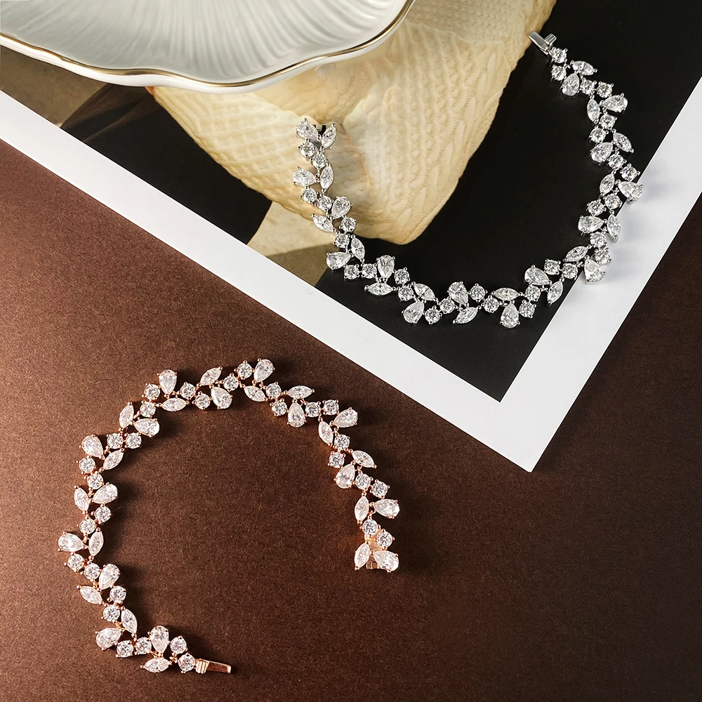 

HORRIPAL D VVS1 Luxury Pear Marquise Round Cut Full Moissanite Bracelets for Women S925 Silver GRA Certified New Wedding Jewelry