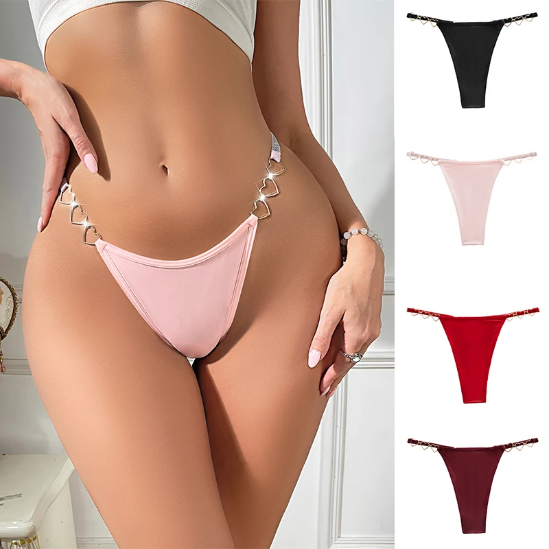 1pcs Women  Thongs Low Rise Lady G-string Heart Decoration  Intimate Lingerie T-Back New Fashion Cotton Crotch Panties