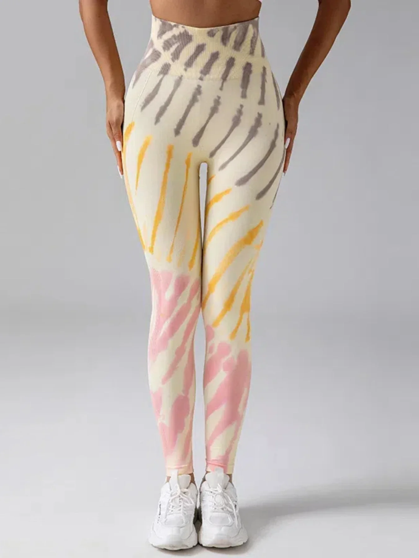 Seamless Tie Dye Peach Hip Fitness Pants Leggings High Waist Women Sports Tights Yoga Pants Workout Breathable Gym