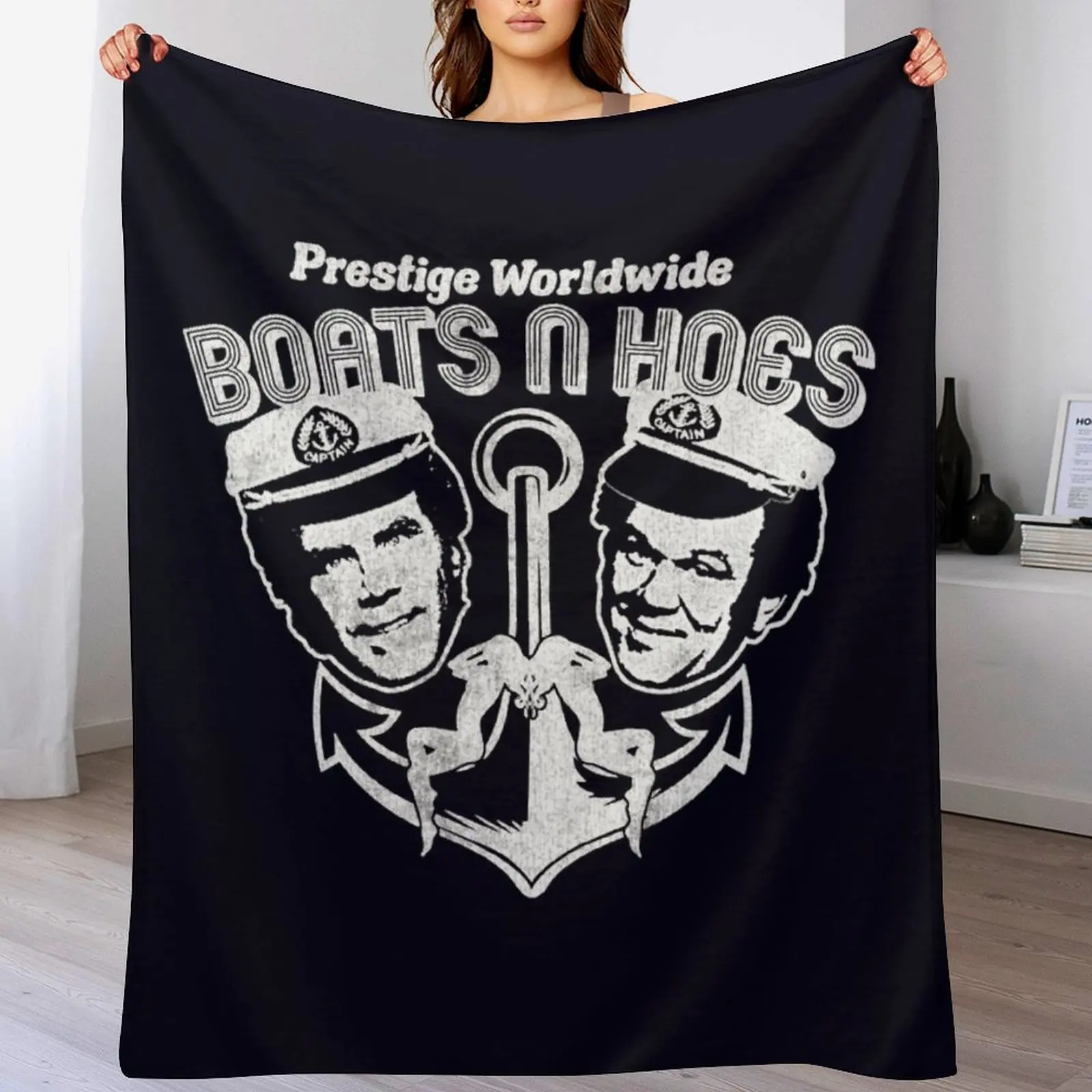 Boats N Hoes Step Brothers Throw Blanket Plush Sofa Beach funny gift Blankets