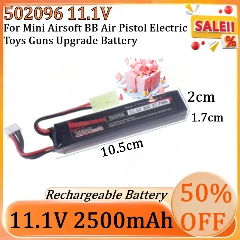

For Mini Airsoft BB Air Pistol Electric Toys Guns Upgrade Replacement Battery 30C Water Gun Lipo Battery 11.1V 2500mAh 30C