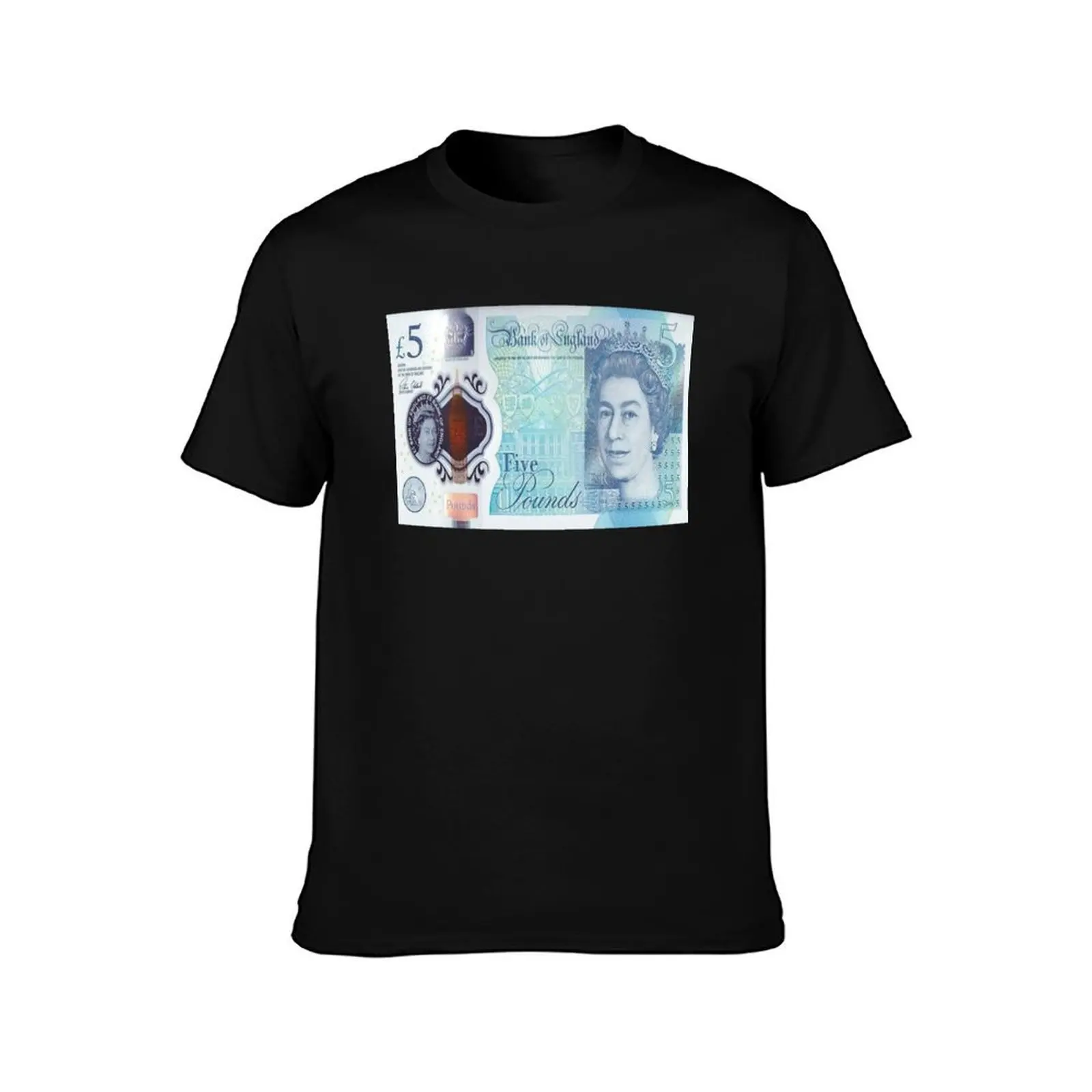 5 Dollar British Pound Bank Note Currency Bill Cash T-Shirt, Summer Casual Cotton Tee, Oversized Streetwear Tops, 100% Cotton