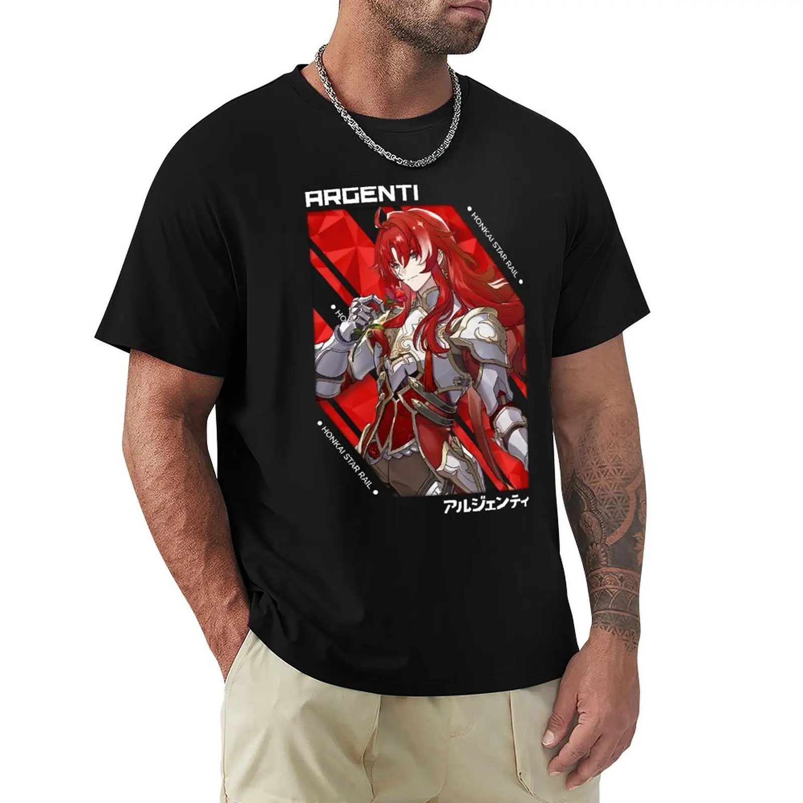 

Argenti - Honkai Star Rail V.1 white ver T-shirt anime clothes sports fans men clothings