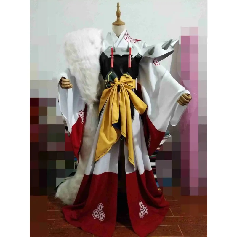 New Anime Inuyasha Sesshoumaru Cosplay Costume Carnival Halloween Arthur Curry Fancy Kimono Big Tail Custom Made