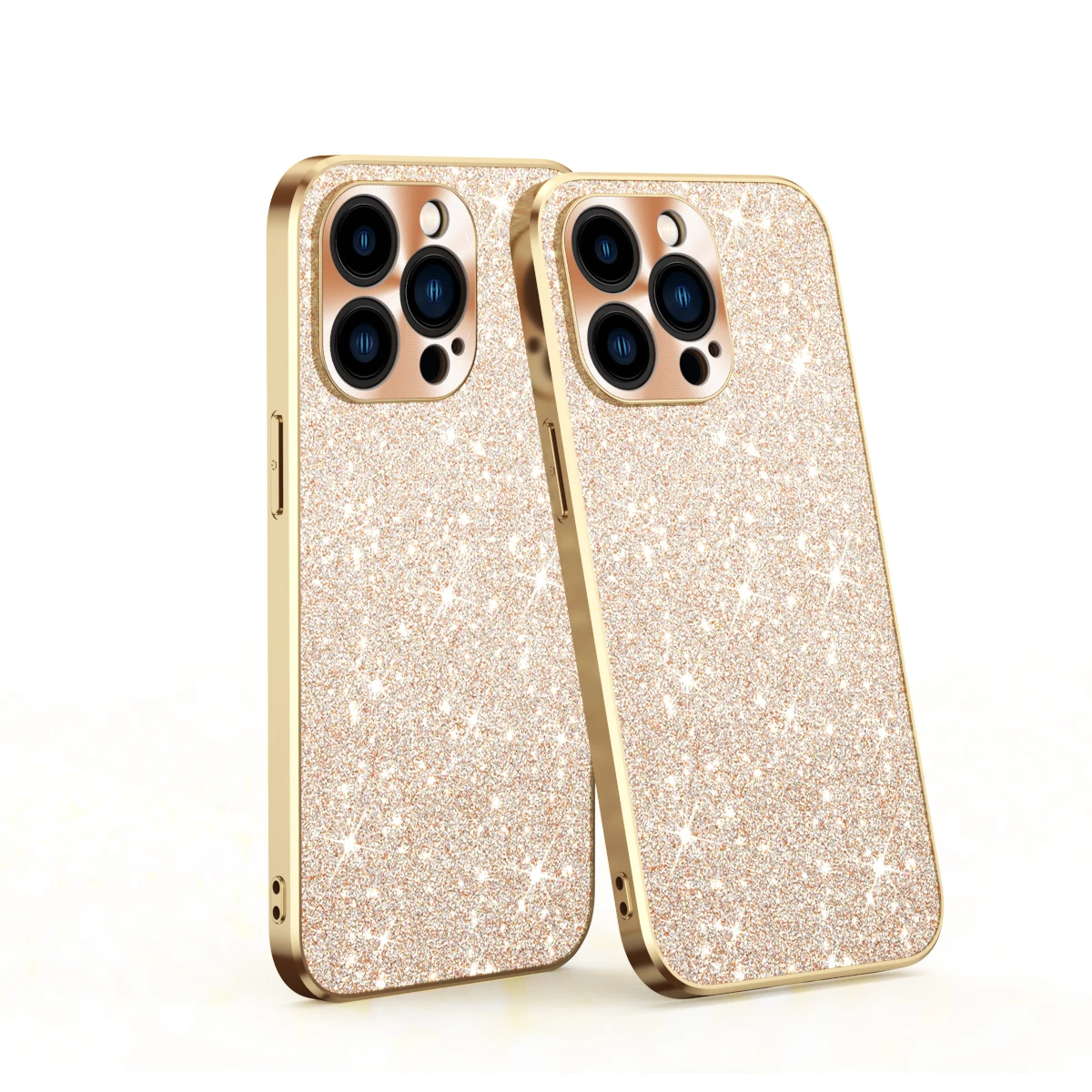 

Luxury Plating Glitter Case for iPhone 15 Pro Max 12 13 Mini 14 15 Pro 14 Plus Metal Lens Protection Bling Sparkle Shiny Cover