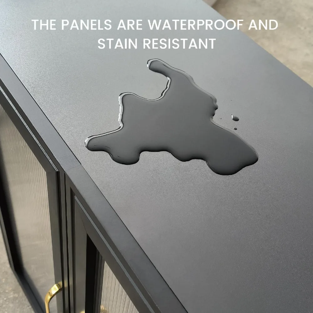 خزائن تخزين حائطية LED - خزائن المطبخ العلوية، خزائن مثبتة على الحائط مع 4 أبواب ورف من زجاج الأكريليك، باللون الأسود