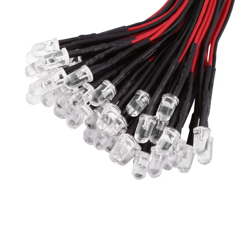 50PCS 5mm Pre Wired LED Diodes DC12V Red Blue Orange Slow Flashing Diffused LED Lamps LED Light Emitting Diodes industrial