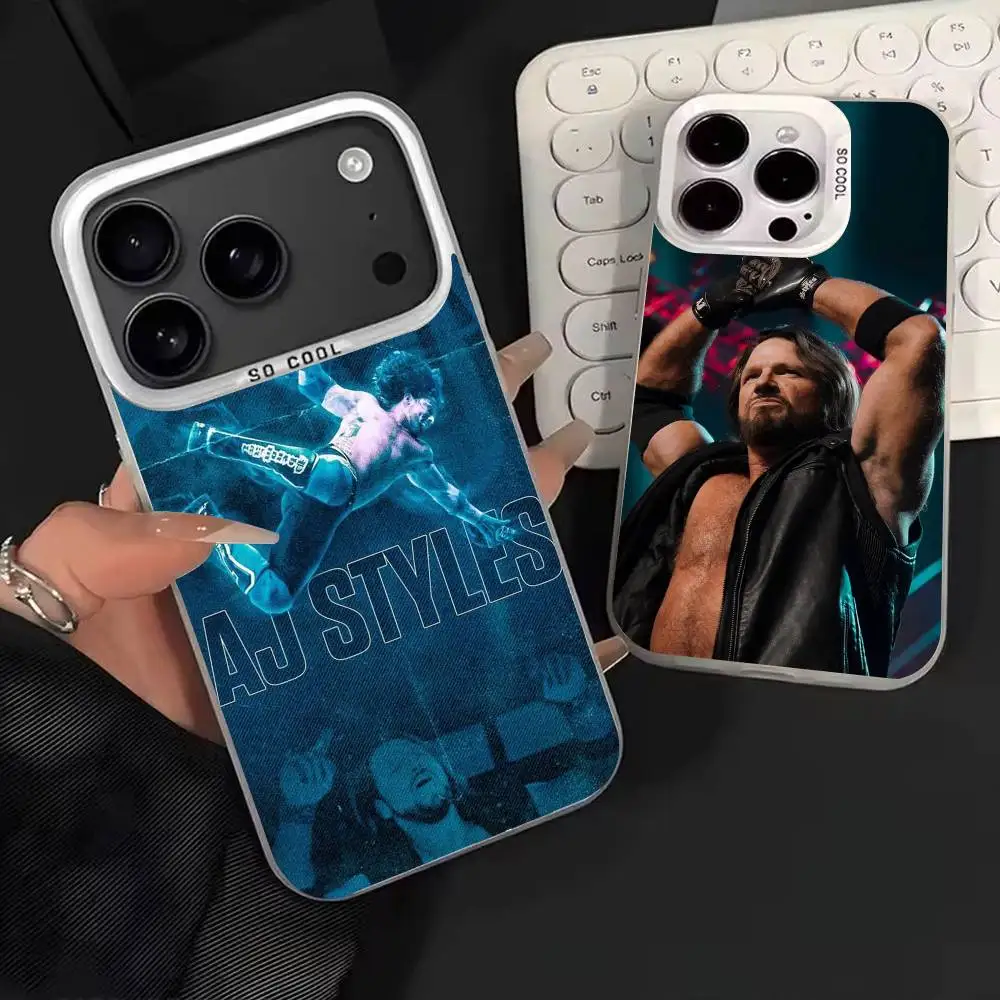 

AJ Styles Wrestling Stars Phone Case For iPhone 17,16,15,14,13,12,11,Mini,Pro,E,MAX White Matte Shockproof Cover