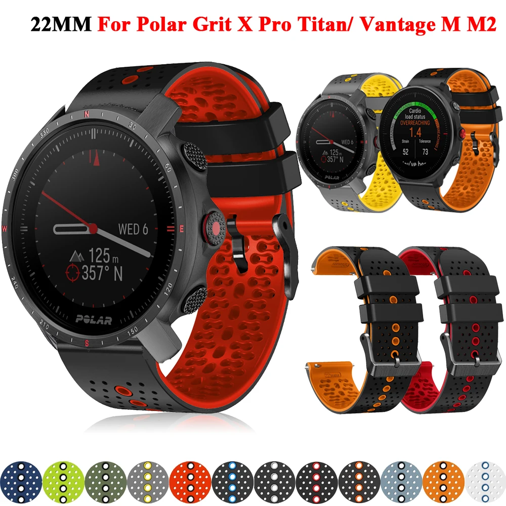 22mm Watch Strap For Polar Vantage M/M2 Bracelet Polar Grit X X Pro Titan Strap Smartwatch Silicone Replacement Watchband Correa