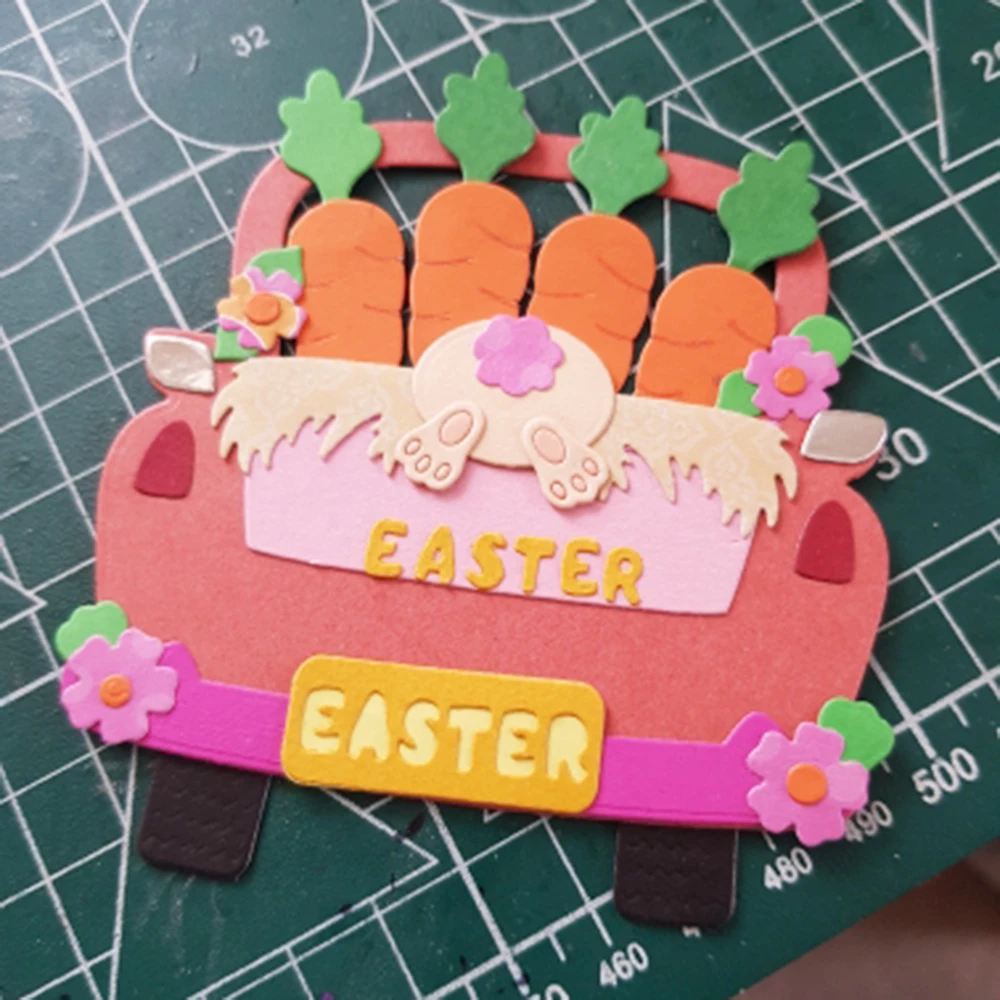 

Easter Bunny Truck Metal Cutting Dies Stencils for DIY Scrapbooking Decorative Embossing DIY Paper Cards