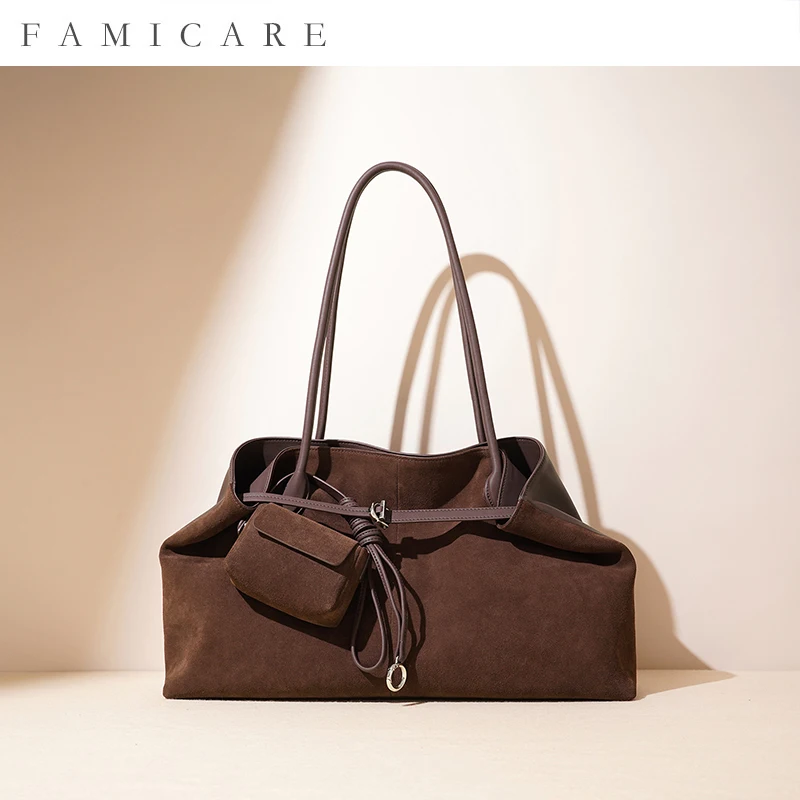 Women Commuting Shopping Handbags 2025 Winter Christmas Wedding Tote Bag Suede Leather Spacious Underarm Single Shoulder Pack