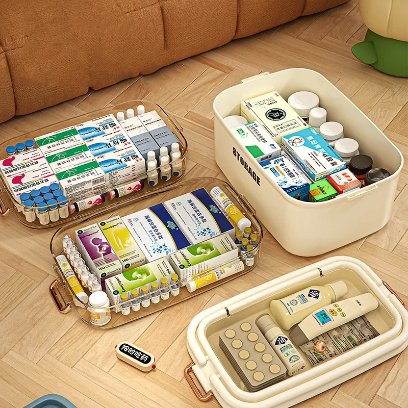 3/4 Layers Large Capacity Family Medicine Organizer Storage Box Portable First Aid Kit Pill Container Emergency Pharmacy Box