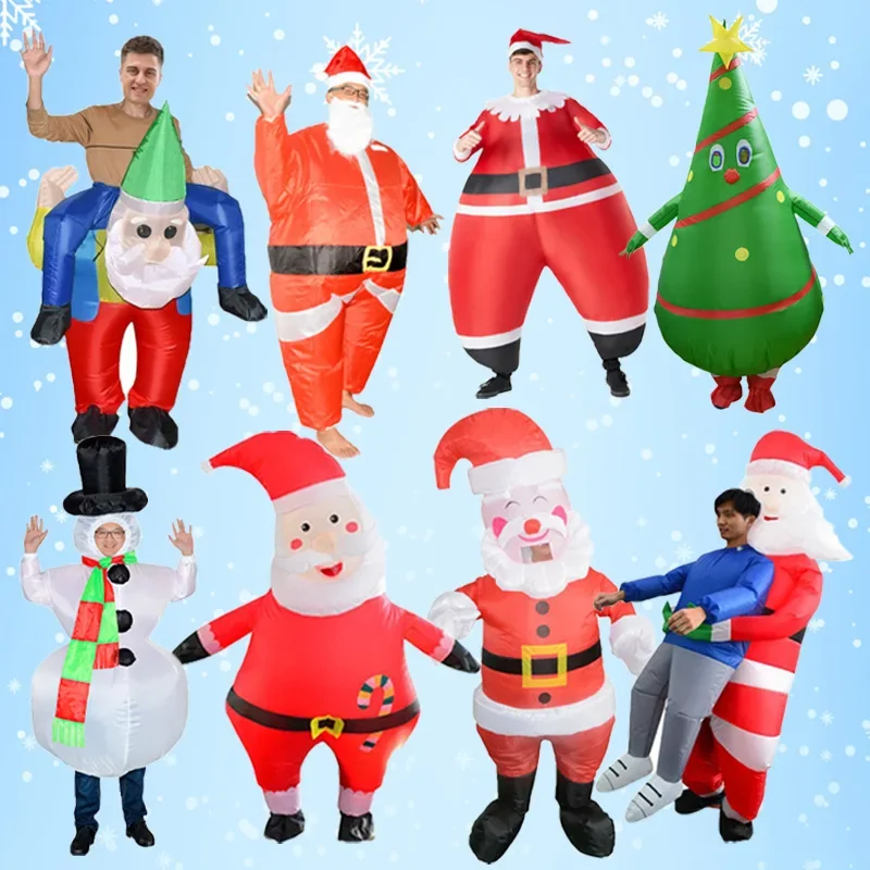 Adult Kids Christmas Santa Claus Costume Inflatable Suit Festival Carnival Party Atmosphere Costume Surprise Mascot Clothes New