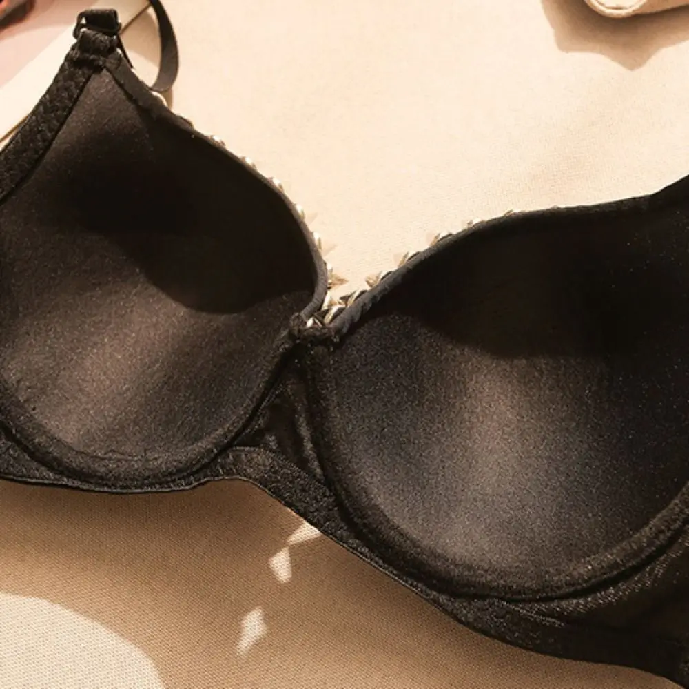 Modischer Deep-V Y2k Nieten-BH Punk Stoßfester Push-Up-BH Lingerie Anti-Sagging Unterwäsche für Frauen Sommer – Detail 10