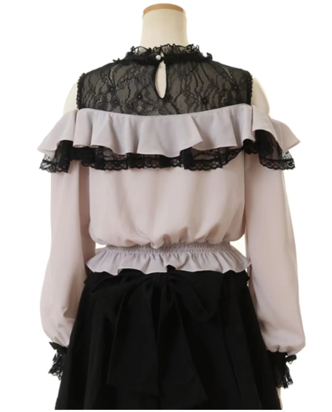 Autumn 2023 Japanese Sweet Mine Lace Patchwork Hollow Out Shoulder Mass Production Shirt Lolita Long Sleeve Blouse Blusas