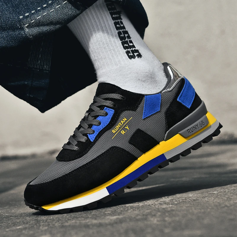 أحذية الجري الرجالية أحذية رياضية عصرية - أحذية مشي خفيفة الوزن قابلة للتنفس وأربطة شبكية للتمرين والرياضات غير الرسمية S #4