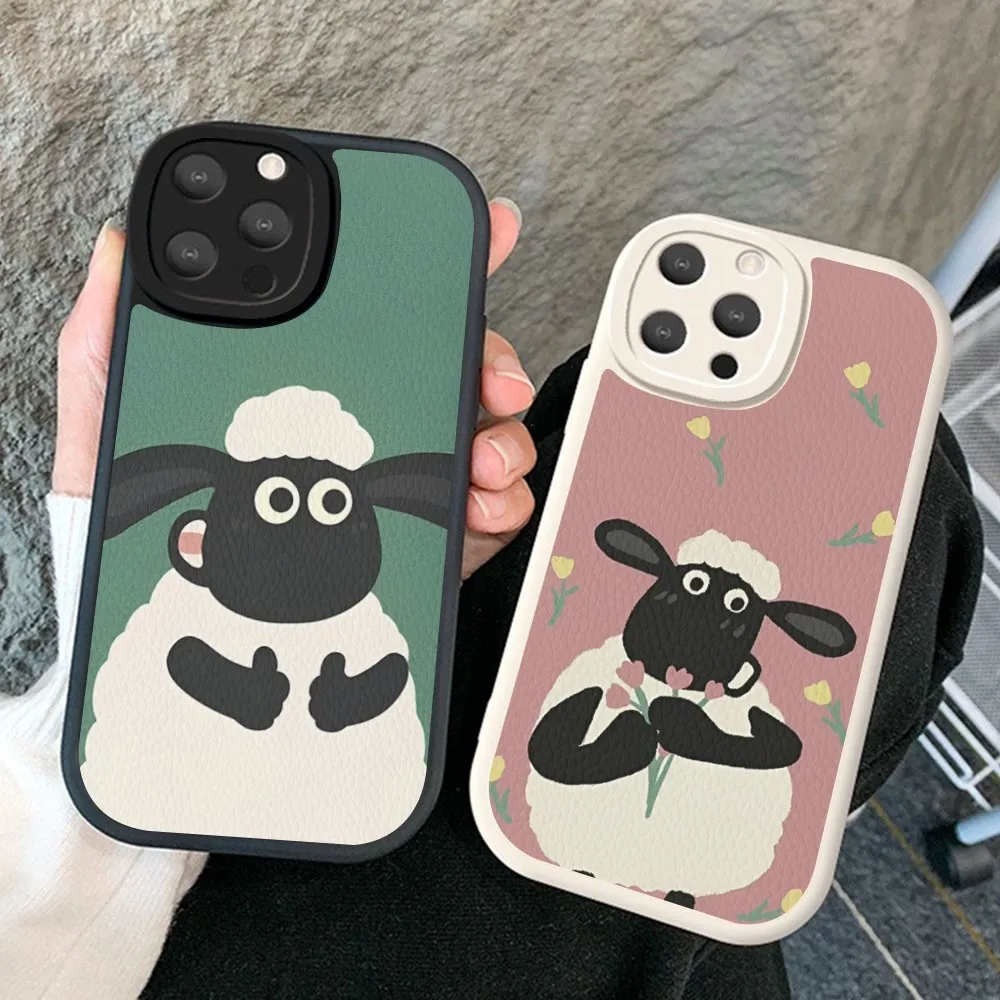 Cartoon S-Sheep S-Shawn Phone Case Hard Leather For iPhone 14 13 12 Mini 11 14 Pro Max Xs X Xr 7 8 Plus Fundas