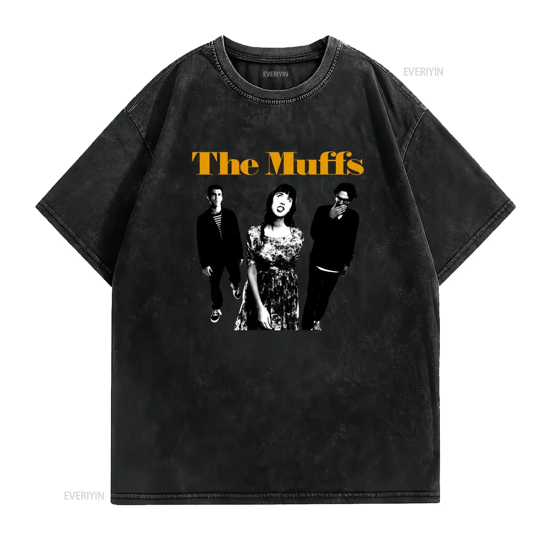 Vintage Punk Rock The Muffs Band Print Casual Streetwear T Shirt vintage Washed Unisex Versatile homme graphic streetwear