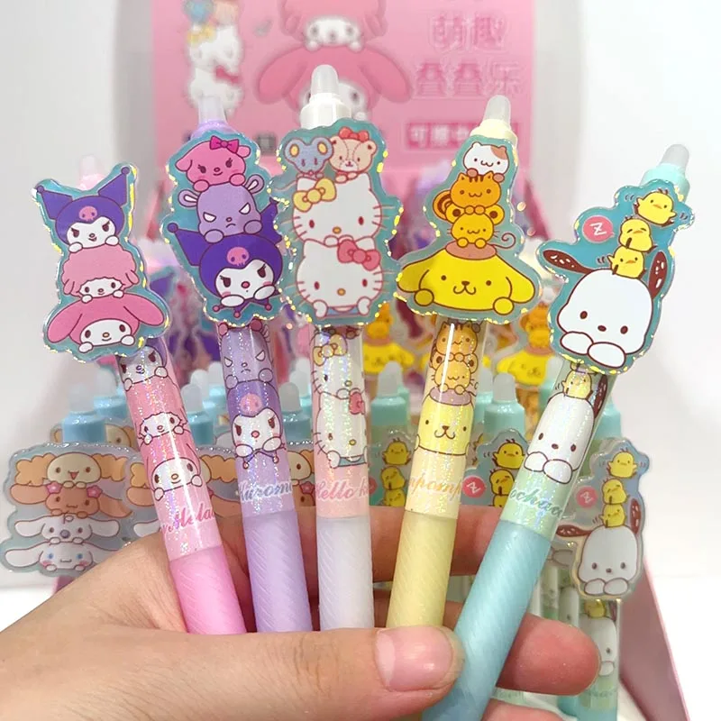 Imagem -02 - Sanrio Melody Pen Gel Apagáveis Kawaii Pochacco Tinta Azul Canetas Neutras Escritório e Abastecimento Escolar Brinde Promocional 05 Milímetros 36 Pcs por Lote