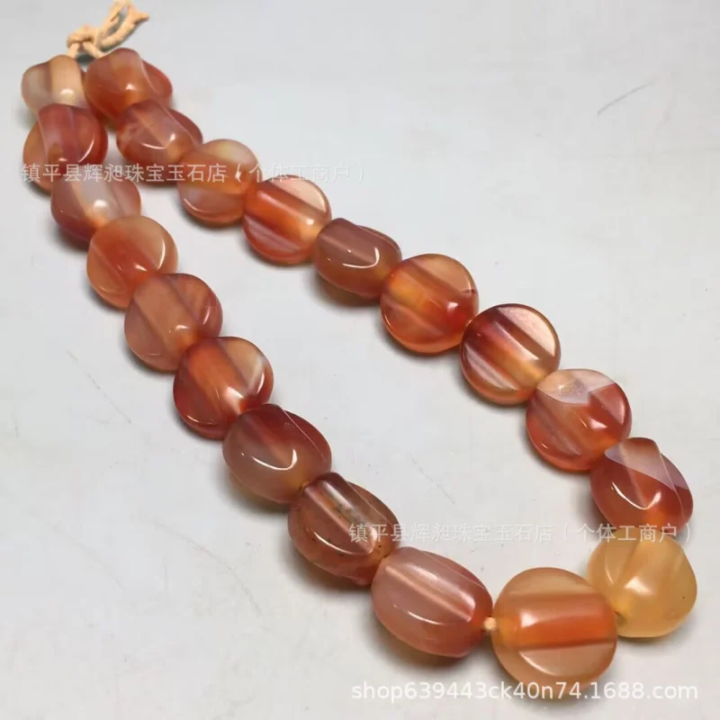 Patina Wrapped Silk Old Agate Jade Bracelet Necklace Loose -Precious Stone Beads Semi-Finished Accessories