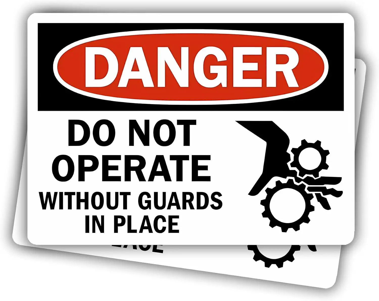 2 Pack Danger Do Not Operate Without Guards Sign PVC Sticker For Equipment Panels And Access Doors Safety Reminder Decal