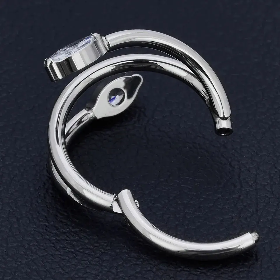 Mode Astm F136 Titanium Oorbellen Tricyclische Hoepel Met Cz Stenen Neusringen Oor Kraakbeen Tragus Lip Piercing Dames Sieraden