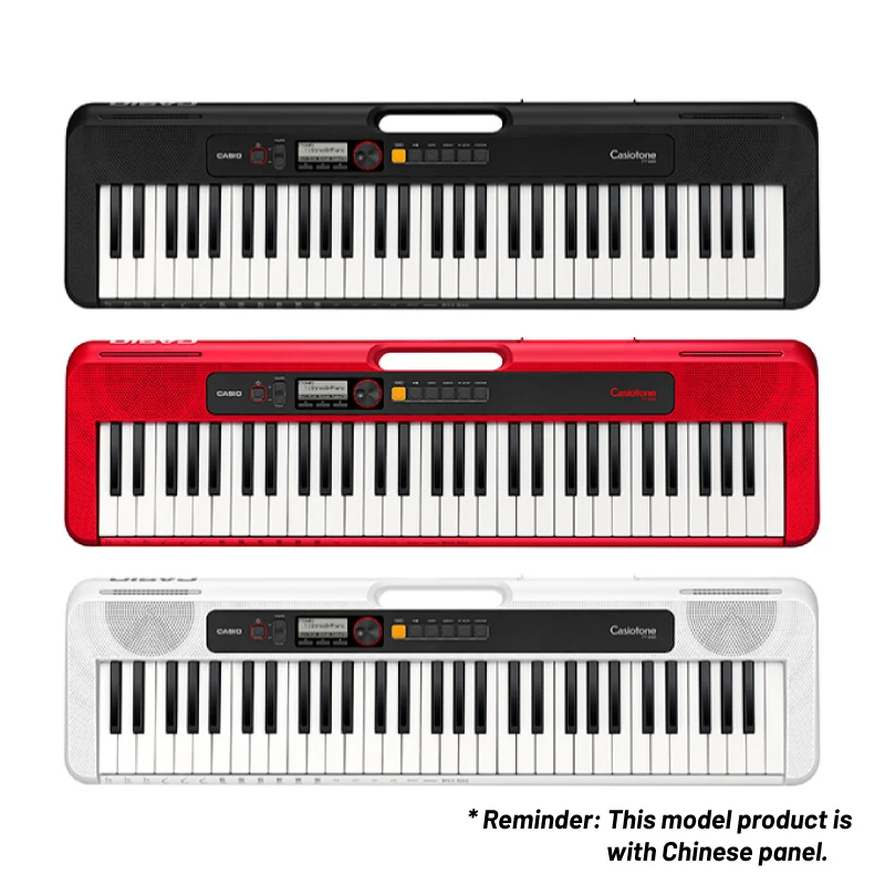 Teclado electrónico Casio CT-S200, independiente de 61 teclas, moderno y portátil, para niños y adultos, rojo, blanco y negro