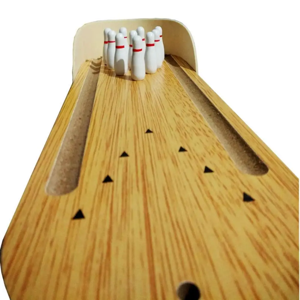 Mini juego de bolos de mesa de 10 pines, Mini juego de bolos de escritorio de madera, juego de mesa interactivo educativo para padres e hijos para interiores