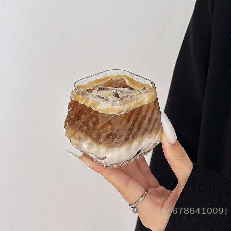 ⚑Handmade Tree Bark Texture Coffee Mug Thickened Transparent Glass Cup For Latte/Americano,Home & Cafe Use Drinking Glass